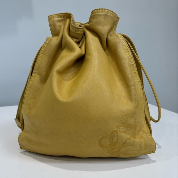 Loewe Handbags - Loewe Yellow Nappa Drawstring Bucket Bag Anagram – Flamenco Style